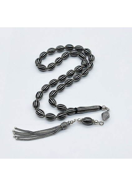 12 Li Karpuz Dilimi İşlemeli Erzurum Oltu Taşı Tesbih