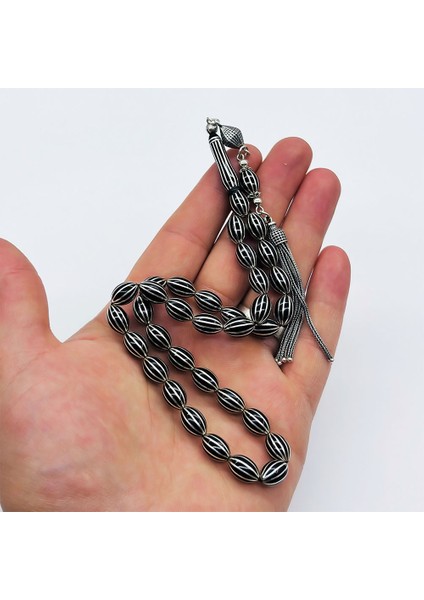 12 Li Karpuz Dilimi İşlemeli Erzurum Oltu Taşı Tesbih modelleri