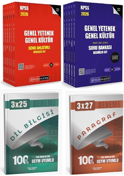 Pegem + Anla Kazan 2026 Kpss Gygk Konu + Soru Bankası + Anla Kazan Deneme Modüler 4 Lü Set fiyatları