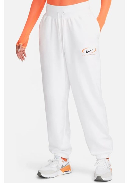 Sportswear Phoenix Fleece Oversize High Rise Pants Kadın Oversize Yüksek Belli Şardonlu Eşofman Altı Beyaz