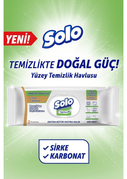 Solo Temizlikte Doğal Güç Beyaz Sabun Ferahlığı Yüzey Temizlik Havlusu 100 Yaprak 6 Adet