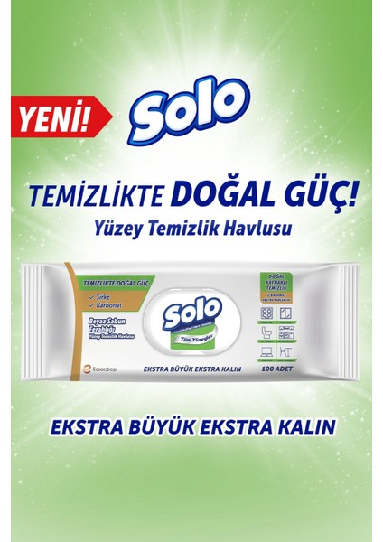Solo Temizlikte Doğal Güç Beyaz Sabun Ferahlığı Yüzey Temizlik Havlusu 100 Yaprak 6 Adet