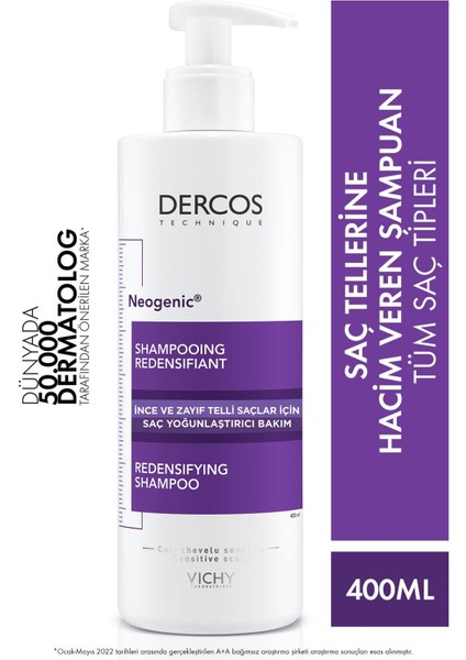 Vichy Dercos Neogenic Şampuan Hacim Veren Şampuan 400 ml