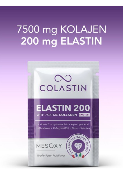 7500 mg Kolajen 200 mg Elastin 30 Adet Toz Saşe | Kolay ve Yumuşak İçim