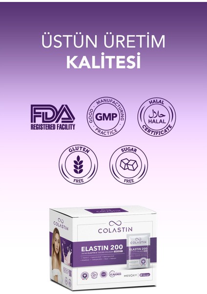 7500 mg Kolajen 200 mg Elastin 30 Adet Toz Saşe | Kolay ve Yumuşak İçim