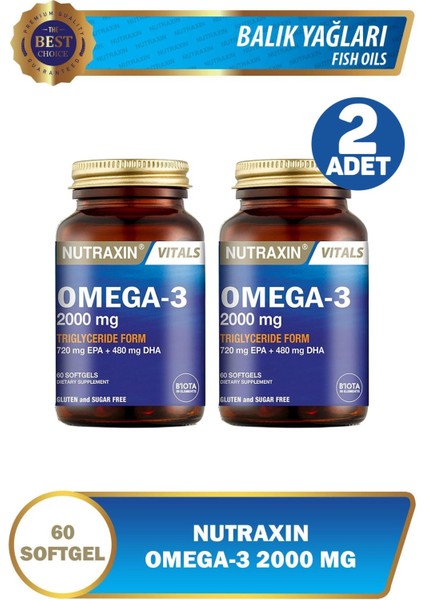Omega-3 2000 mg 60 Kapsül 2 Adet