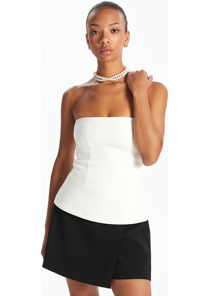 Yeni Sezon Straplez Yaka Peplum Bluz - S5PA96Z8