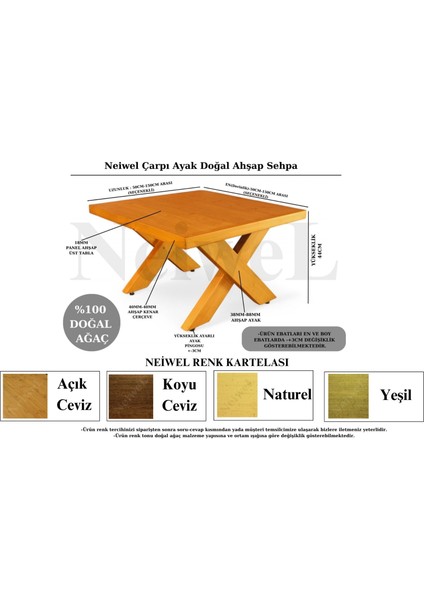 Coel Doğal Ahşap Ofis Sehpa-50-50 indirimleri