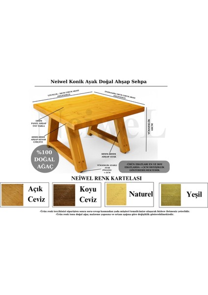 Neoz Doğal Ahşap Ofis Sehpa-50-50 indirimleri