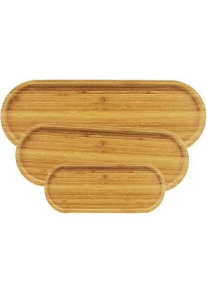3'lü Bambu Oval Sunum Tabağı Seti