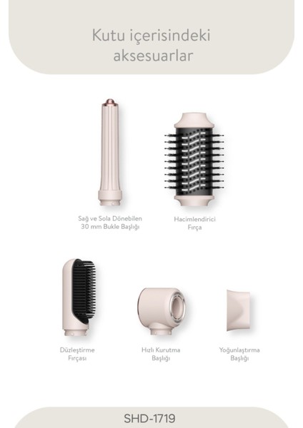 Pro Compact Uzun Multi-Styler Hava Üfleme 5in1 Saç Şekillendirici Bldc Motor SHD-1719