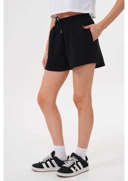 Kadın Modal Beli Lastikli Bağcıklı Düz Basic Kısa Şort