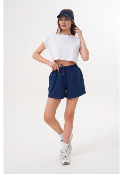 Kadın Modal Beli Lastikli Bağcıklı Düz Basic Kısa Şort