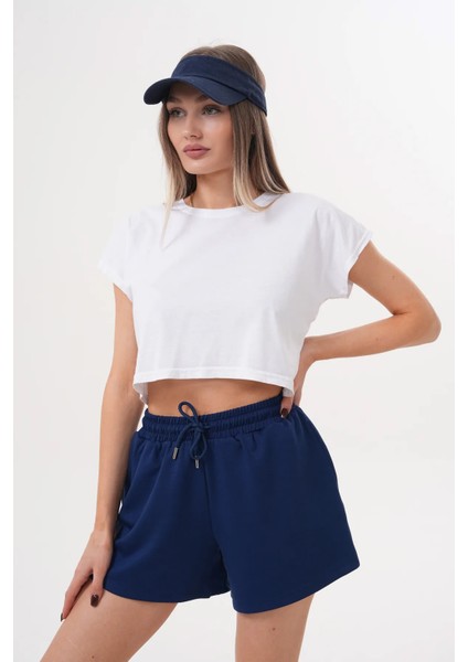 Kadın Modal Beli Lastikli Bağcıklı Düz Basic Kısa Şort