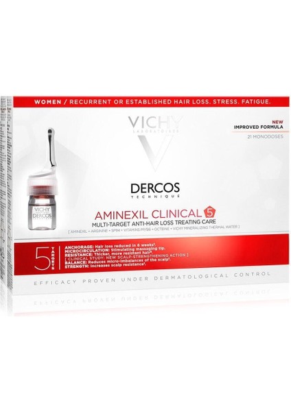 Vichy Dercos Aminexil Clinical 5 Kadın Saç Serumu 21 x 6 ml