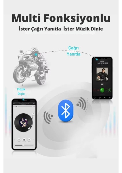 BT22 Bluetooth 5.0 Destekli Kask Kulaklığı Intercom Motosiklet Kulaklık