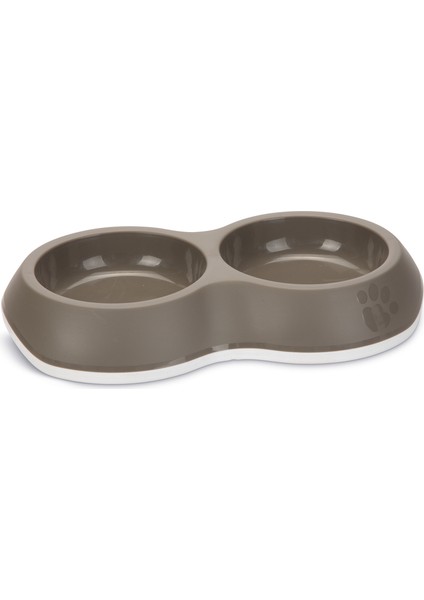 Kedi Ikili Mama ve Su Kabı, Premium, Plastik, Bej/gri, 26CM