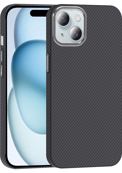 iPhone 15 Kılıf M-Safe Şarj Özellikli Karbon Fiber Görünümlü Gros Kılıf