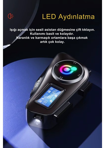 Q58 Max LED Ekranlı Motosiklet Kask Uyumlu Kulaklık Intercom LED Işıklı Kask Bluetooth Kulaklık