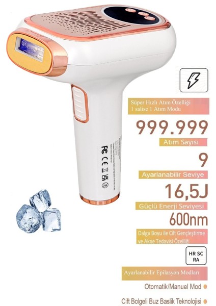 BE-9077F Ultra Hızlı Buz Başlık Profesyonel Lazer 999.999 Atım Otomatik/manuel Mod
