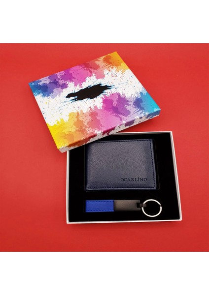 Mavi Anahtarlık ve Cüzdan Hediye Seti