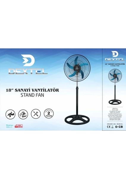 5 Metal Kanatlı Soğutucu Vantilatör Pervane 3 Kademe Hız Kontrol 18’’inch - 80W indirimleri