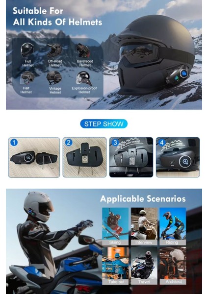Q28 Motosiklet Kask Için 1080P 360 Derece Dönebilen Video Kamera Bluetooth Kulaklık indirimleri