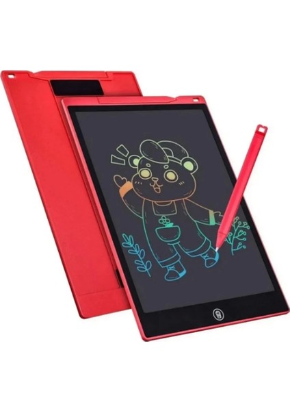 12 Inc Renkli LCD Grafik Dijital Kalemli Çizim Tableti Yazı Tahta Not Yazma Eğitim Tableti Kırmızı