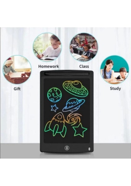 12 Inc Renkli LCD Grafik Dijital Kalemli Çizim Tableti Yazı Tahta Not Yazma Eğitim Tableti Kırmızı