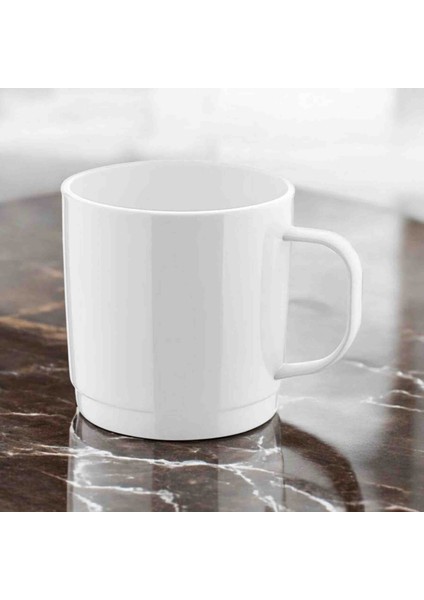 2 Adet 250 ml Beyaz Polipropilen Plastik Çay-Kahve Kupası