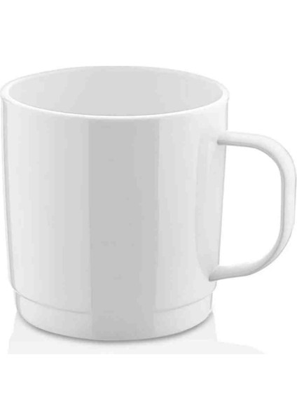 2 Adet 250 ml Beyaz Polipropilen Plastik Çay-Kahve Kupası