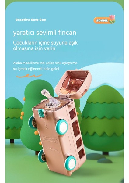 Çocuk Otobüs Suluk Su Matarası Öğrenci Suluğu Hem Otobüs Hem De Suluk 500ML Suluk Eğlenceli Arabalı Suluk modelleri