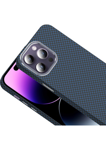 iPhone 14 Pro Max Kılıf M-Safe Şarj Özellikli Karbon Fiber Görünümlü Gros Kılıf