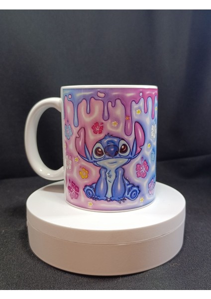 Stitch 3D Kabartma 2 Porselen Kupa Bardak