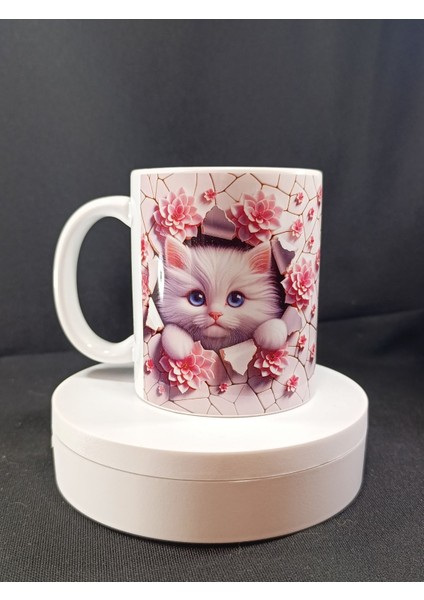 Tatlı Kedi Temalı Porselen Kupa Bardak