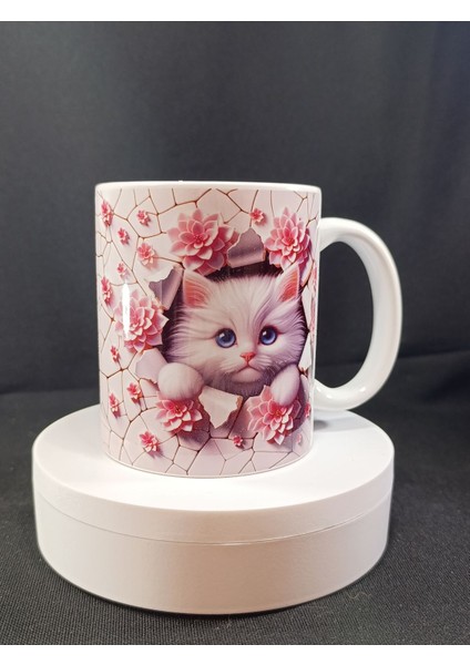 Tatlı Kedi Temalı Porselen Kupa Bardak