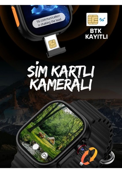 Hw Ultra 3 Call Btk Sim Kartlı Kameralı Yapay Zeka Android Amoled Ekran Akıllı Saat fiyatları