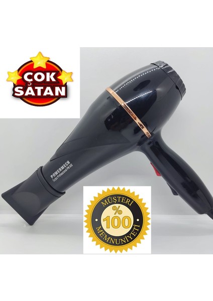 PM-502 3500 Performans Profesyonel Kuaför Fön ve Saç Kurutma Makinesi Siyah 2500W