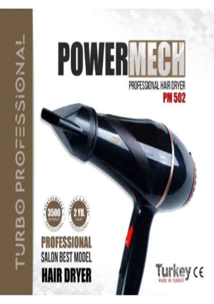 PM-502 3500 Performans Profesyonel Kuaför Fön ve Saç Kurutma Makinesi Siyah 2500W fiyatları