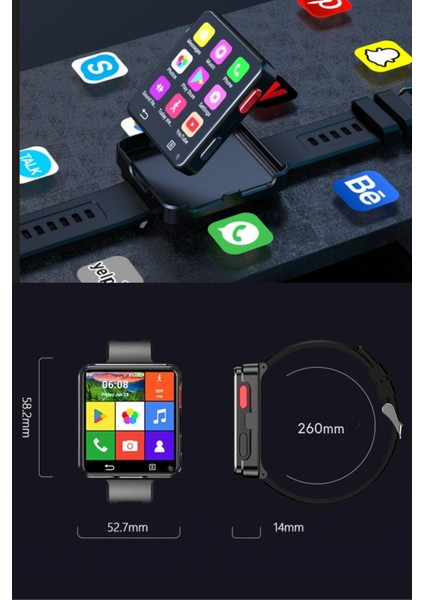 WR668 4glite Sim Kartlı Btk Kayıt Gps Çift Kameralı 1200MAH Yeni Gpt Destekli Akıllı Saat Siyah