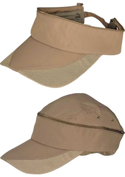 Mikro Kumaş Fermuarlı Sporcu Koşu Tenis Şapkası Vizör Şapka