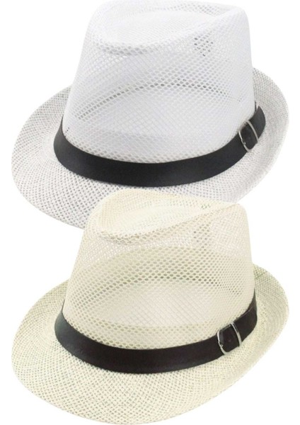 2 Li Set Fileli Yazlık Hasır Toka Detaylı Fedora Fötr Şapka fırsatları