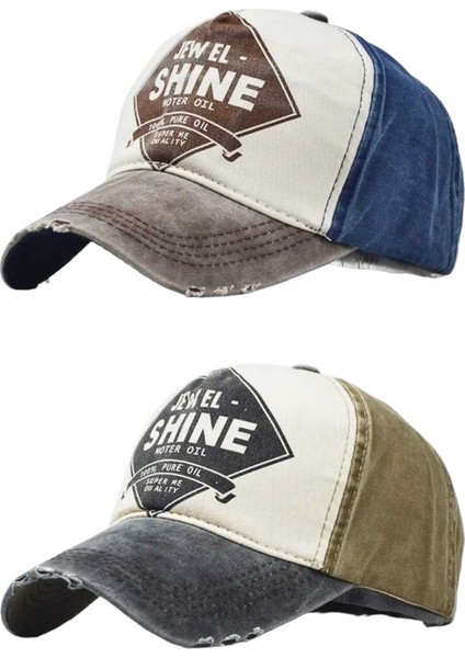 Eskitme Jewel Shine Ayarlanabilir Beyzbol Kep Şapka Baseball Şapka 2'li Set