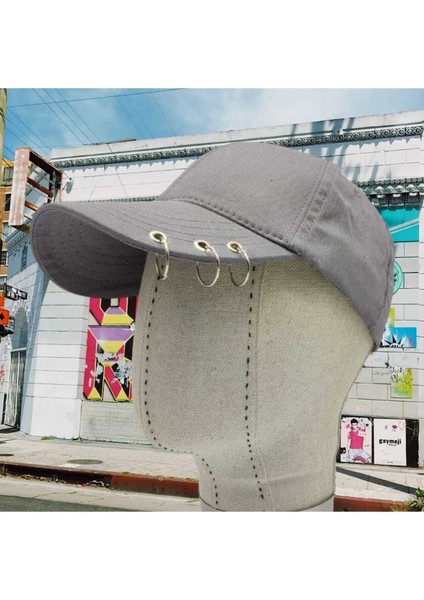 Arkadan Ayarlanabilir 3 Halka Piercing Şapka Beyzbol Kep Şapka