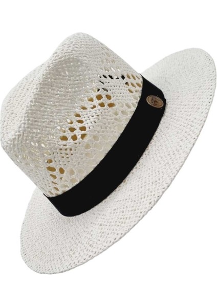 Organik Hasır Örme Fötr Kovboy Şapka