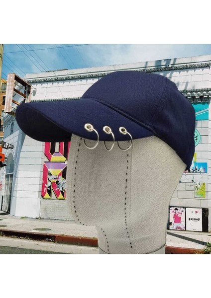 Arkadan Ayarlanabilir 3 Halka Piercing Şapka Beyzbol Kep Şapka