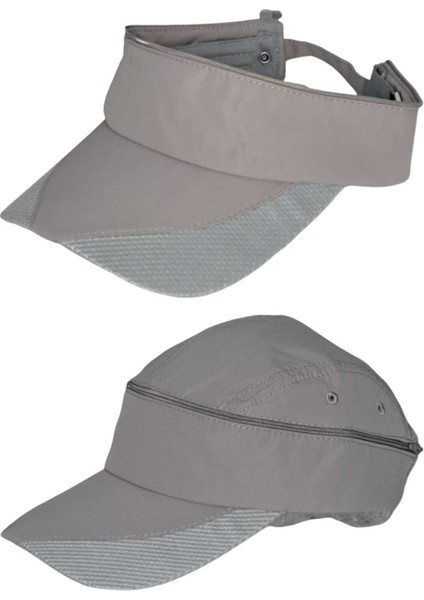 Mikro Kumaş Fermuarlı Sporcu Koşu Tenis Şapkası Vizör Şapka indirimleri