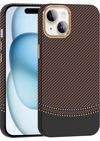 iPhone 14 Kılıf M-Safe Şarj Özellikli Karbon Fiber Görünümlü Gros Kılıf
