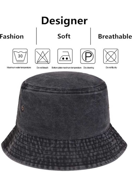 Uv Korumalı Pamuklu Eskitme Bucket Şapka