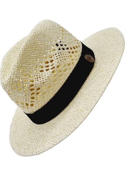 Organik Hasır Örme Fötr Kovboy Şapka